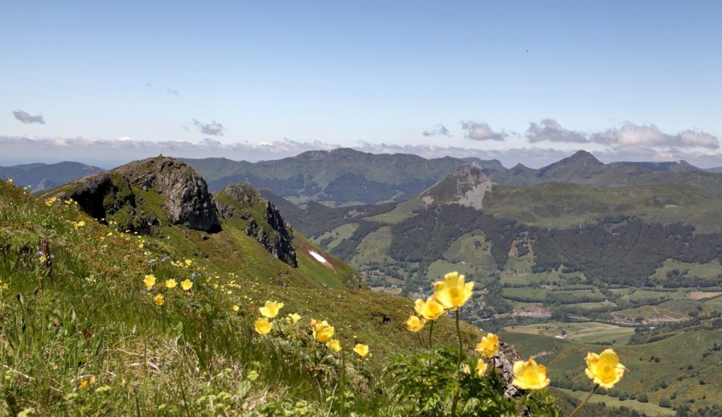 Parc des Volcans Auvergne : le Puy Griou, le Puy Mary - vue sur le Massif Cantalien